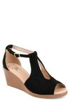 Journee Collection Kedzie Womens Faux Suede Ankle Strap Wedges In Black
