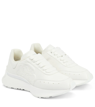 Alexander Mcqueen Sprint Leather Sneakers In White/white