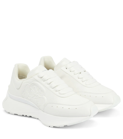 Alexander Mcqueen White Sprint Runner Low Top Leather Sneakers