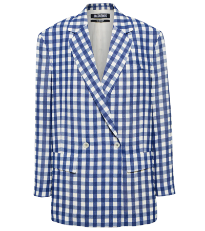 Jacquemus La Veste Marino Gingham Blazer In Blue