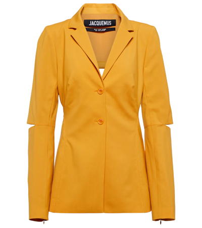 Jacquemus La Veste Melo Wool Open Back Blazer In 750 Orange