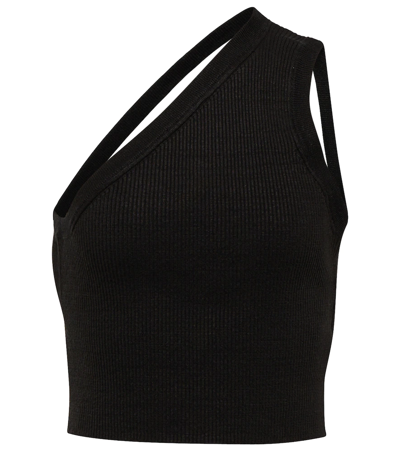 Jacquemus La Maille Ascu Linen-blend Crop Top In Black