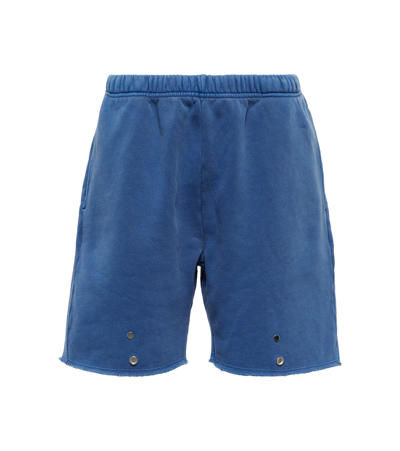 Les Tien Snap Front Cotton Shorts In Washed Electric Egypt