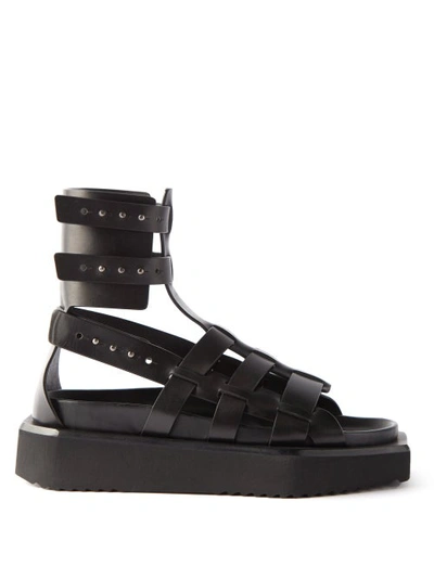 Rick Owens Turbo Cyclop Leather Sandals In Black