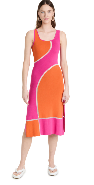 Solid & Striped The Kimberly Colorblocked Sheath Midi-dress In Pink