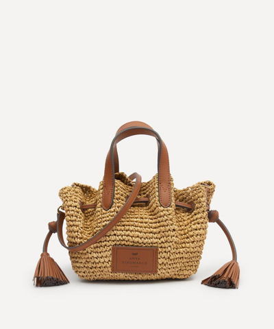 Anya Hindmarch Women's Small Raffia And Leather Drawstring Tote Bag In Natural