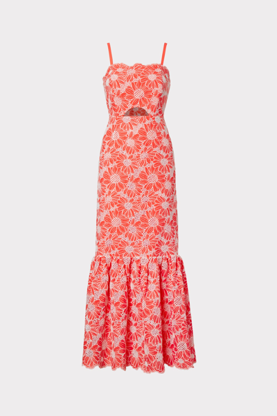 Milly Breanna Tournesol Eyelet Dress In Coral