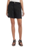 Karen Kane High Waist Pleated Linen Shorts In Black