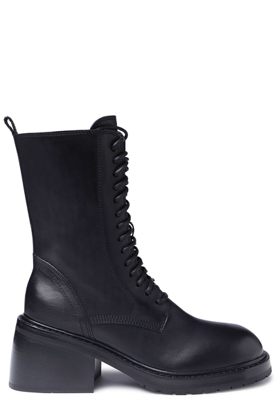 Ann Demeulemeester Lace-up Block-heel Leather Ankle Boots In Black