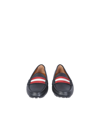 Bally Textured Leather Driver Loafers With Contrast Stripe In Black