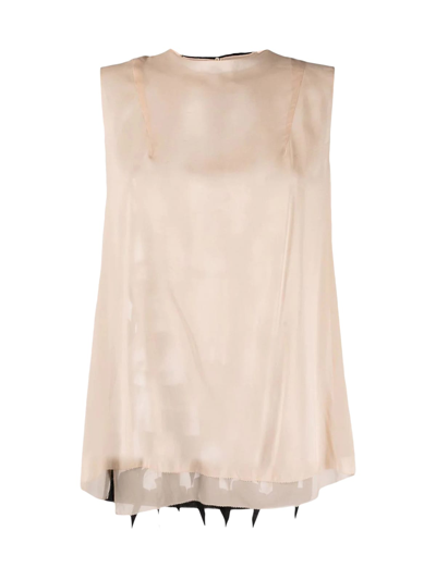 Maison Margiela Cut-out Detail Sleeveless Blouse In Neutrals