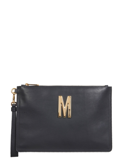 Moschino Clutch With Logo In Black