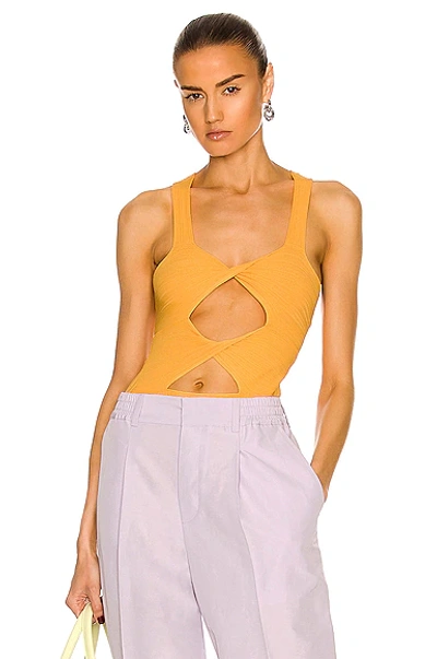 Stella Mccartney Cut-out Knit Bodysuit In Pastel Fluro Orange