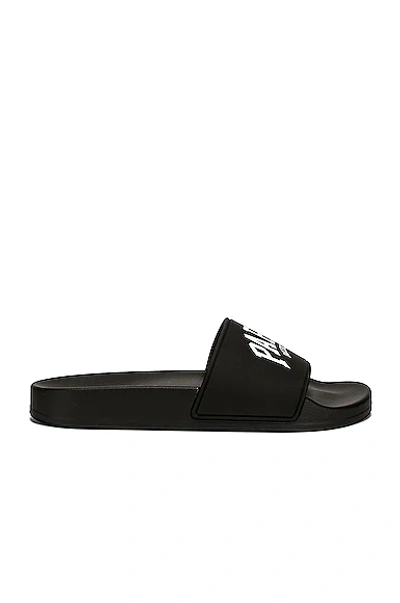 Balenciaga Paris Logo-print Rubber Slides In Black