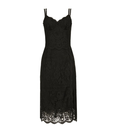 Dolce & Gabbana Lace Midi Dress In Black
