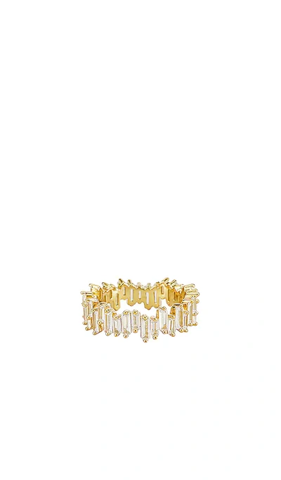 Adinas Jewels 14k Gold-plated Sterling Silver & Cubic Zirconia Baguette Eternity Band In Gold Plated