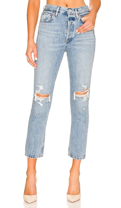 Agolde Riley High Rise Straight Crop Jeans In Blue