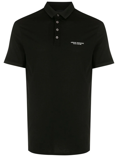 Armani Exchange Logo-print Polo Shirt In Black