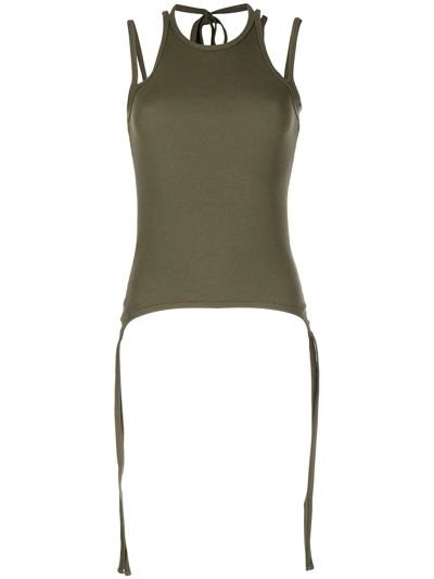 Dion Lee Unisex Double Ties Tank Top In Grün