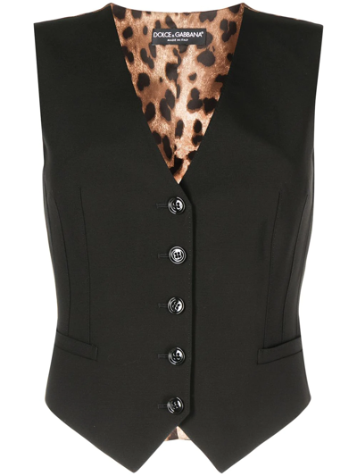 Dolce & Gabbana Leopard-print Waistcoat In Braun