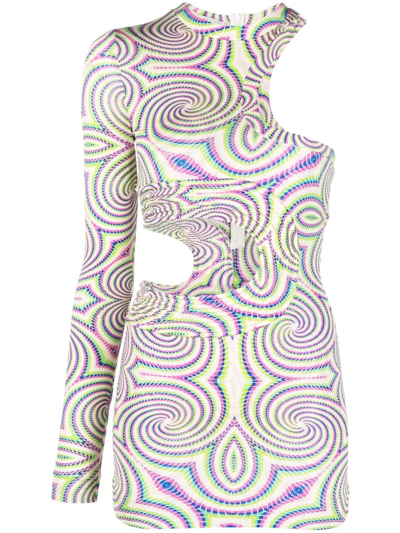 Stella Mccartney Cutout Printed Stretch-jersey Bodysuit In 8581 Multicolor Gree