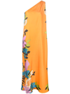 La Doublej Roy Floral-print Silk-faille Maxi Dress In Cameo Blooms Place