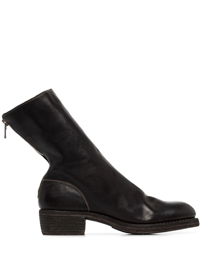 Guidi Zipped Mid-calf Leather Boots In Black