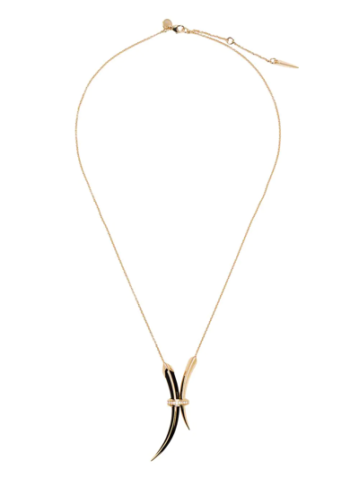 SHAUN LEANE SABRE DECO GOLD VERMEIL-PLATED DIAMOND NECKLACE