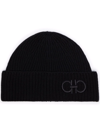 FERRAGAMO GANCINI-LOGO WOOL BEANIE