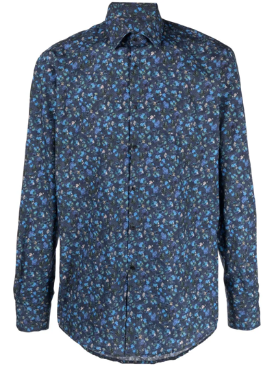 Karl Lagerfeld Floral-print Shirt In Blau