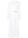 Simkhai Fraya Chain-embellished Cutout Plissé Cotton-blend Midi Dress In White