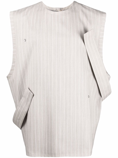A Better Mistake Stripe-pattern Wool Waistcoat In Nude