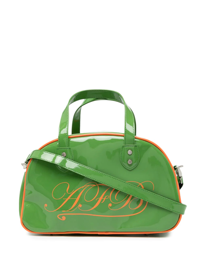 Afb Signature Logo-print Shoulder Bag In Green