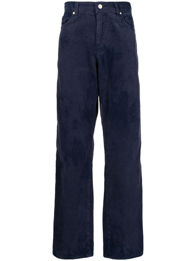 Afb Corduroy Studs Flared Trousers In Blue