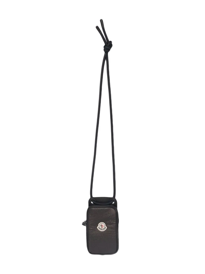 Moncler Neck Strap Phone Holder In Black