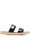 By Far Easy Leather Sandals In Schwarz