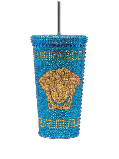 Versace Medusa Crystal-embellished Travel Cup In Blue