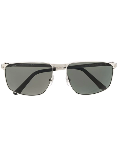 Cartier Tinted Rectangle-frame Sunglasses In Silber