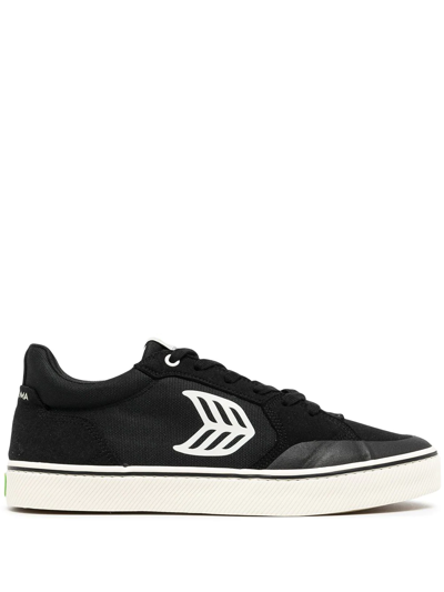 Cariuma Vallely Pro Black Suede And Cordura Ivory Logo Sneaker Men In Black/ivory