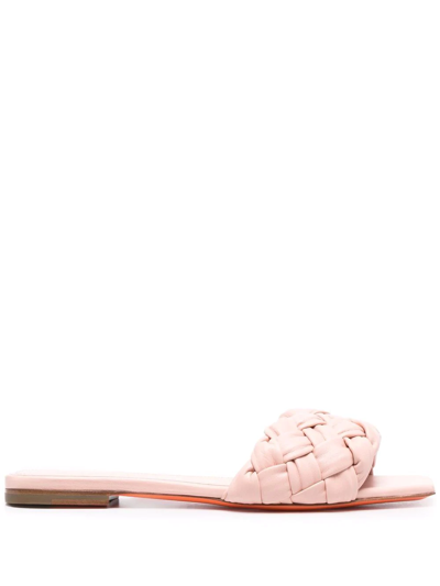 Santoni Braided-detail Leather Sandals In Pink