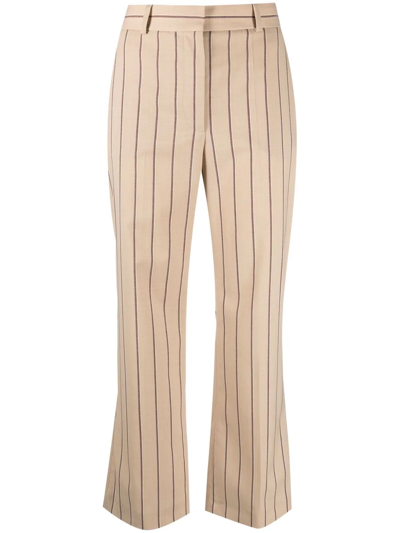 Joseph Talia Stripe-print Tailored Trousers In Nude