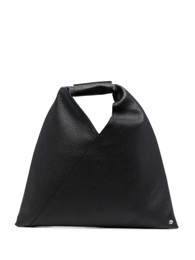 Mm6 Maison Margiela Elegant Pebbled Leather Handbag With Handle In Black