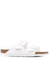 Birkenstock White Leather Narrow Big Buckle Arizona Sandals