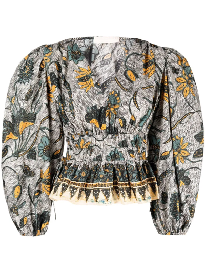 Ulla Johnson Shira Floral-print Blouse In Portofino