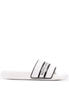 Michael Michael Kors Gilmore Logo-print Slides In Weiss