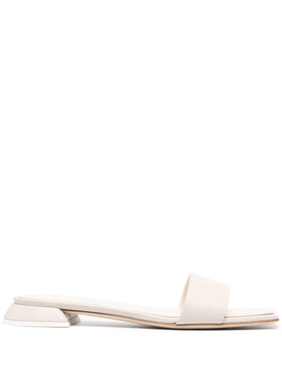 3juin Square-toe Leather Slides In Nude