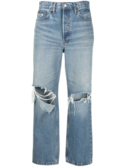 Re/done ‘90s Cropped Boyfriend Jeans In Blue