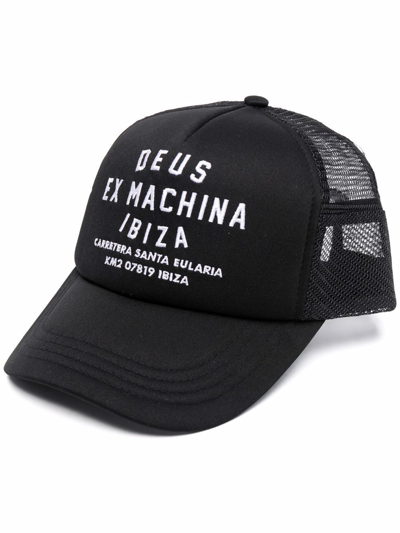 Deus Ex Machina Logo-embroidered Trucker Cap In Black