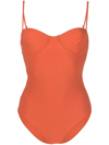 Totême Underwire Recycled Nylon One-piece Swimsuit In Burnt Orange