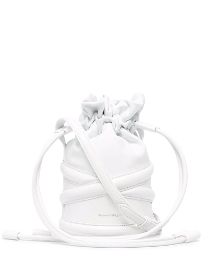 Alexander Mcqueen Soft Curve Leather Bucket Bag In White